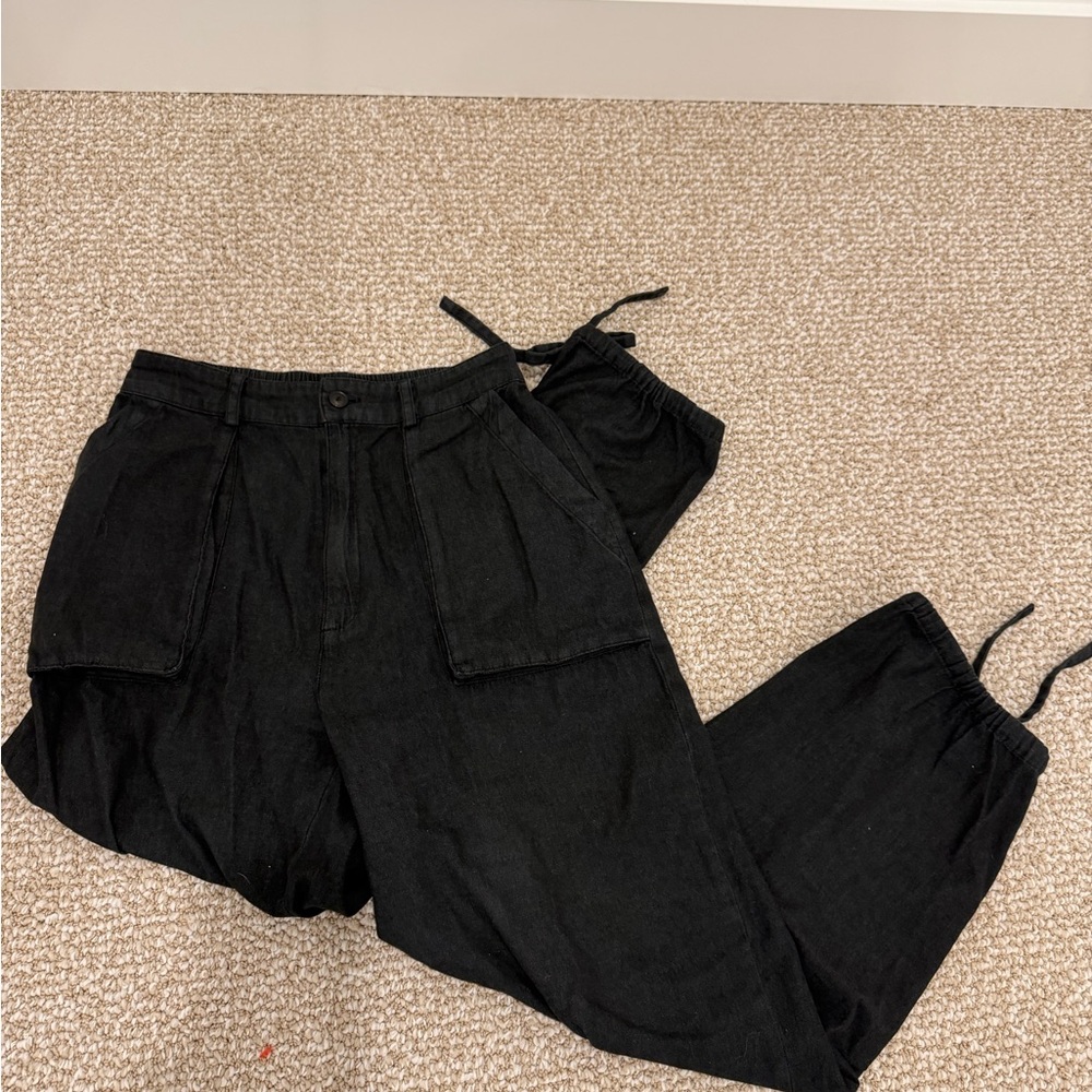 Black Cargo Pants with Drawstring